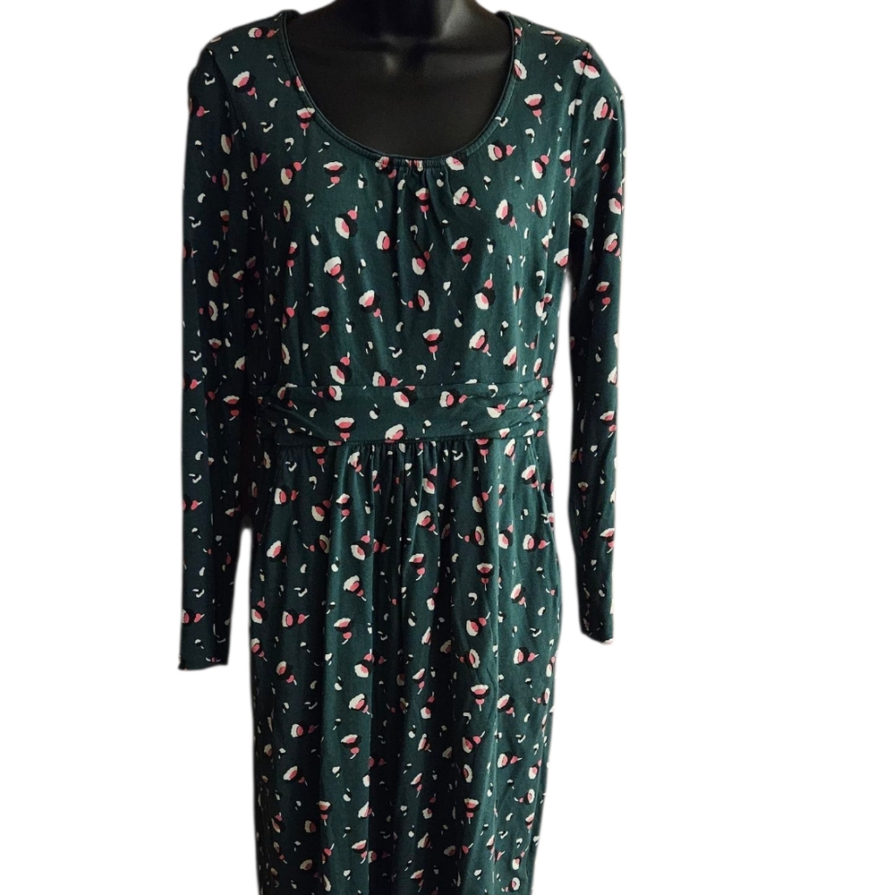 Boden Green Floral Long Sleeve Dress